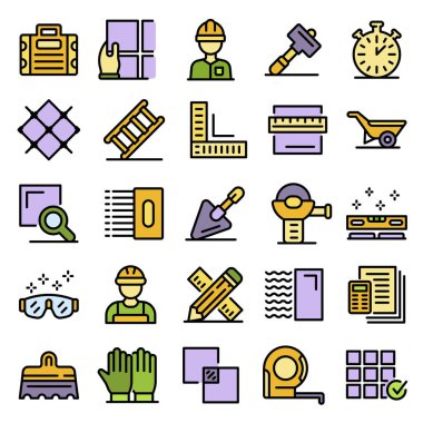 Tiler simgeleri vektörü düzleştirin