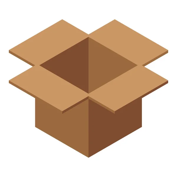 Buka ikon kotak karton, gaya isometrik - Stok Vektor