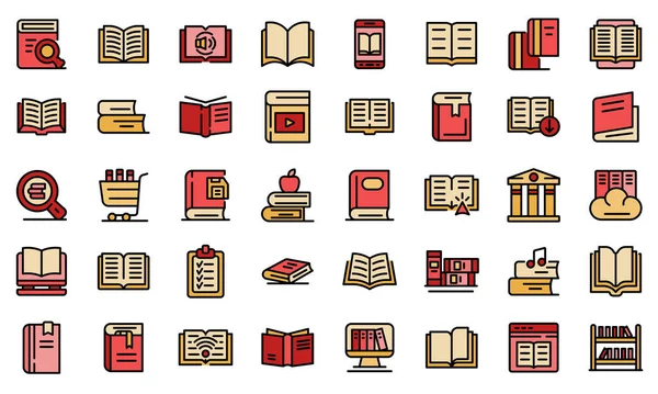 Biblioteca iconos conjunto vector plano — Archivo Imágenes Vectoriales
