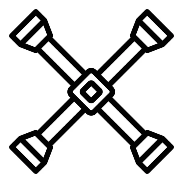 Křížová ikona klíče, styl osnovy — Stockový vektor