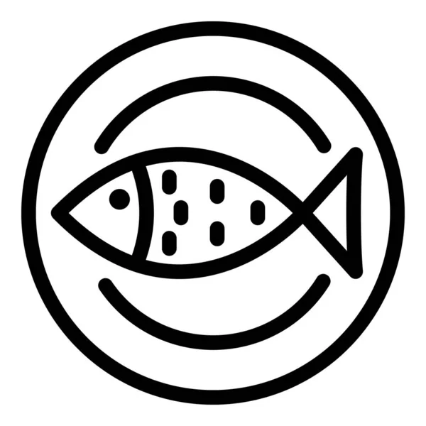 Fish plate icon, outline style — Stock Vector