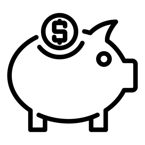 Schwein-Dollar-Ikone, Umriss-Stil — Stockvektor