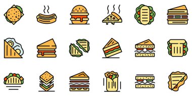 Sandviç çubuğu simgeleri vektörü düzleştirin