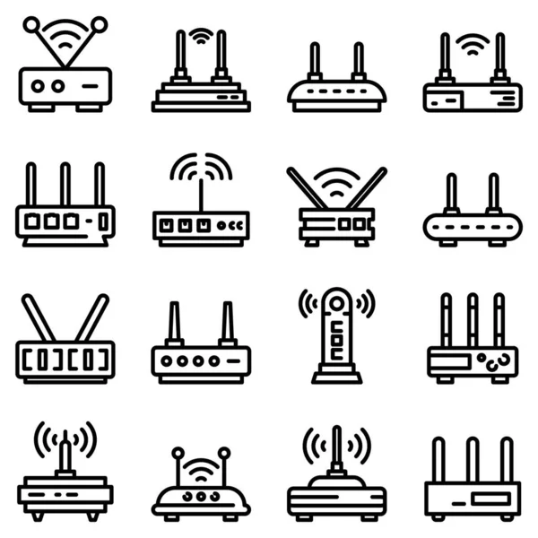 Modem iconen set, outline stijl — Stockvector