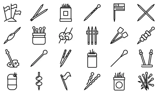 Conjunto de iconos de palillo de dientes, estilo de contorno — Archivo Imágenes Vectoriales