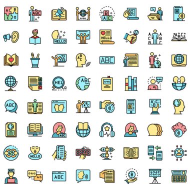 Dil simgeleri vektörü düzleştirin