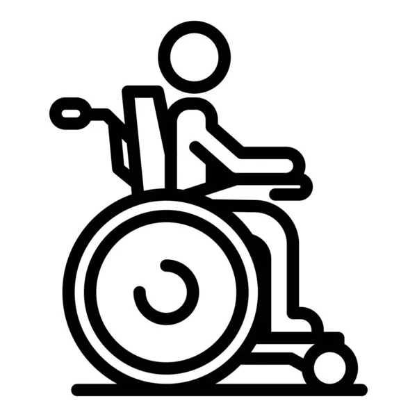 Boy icône de l'éducation inclusive en fauteuil roulant, style contour — Image vectorielle