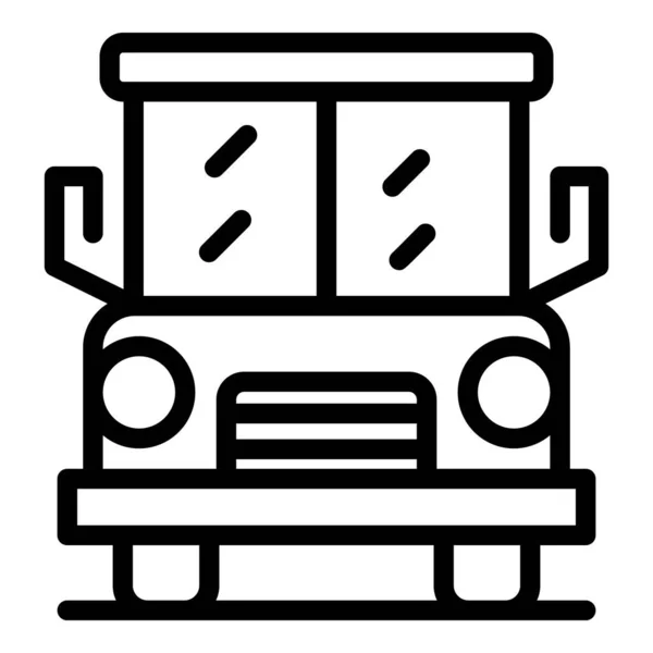 Inclusive education school bus icon, outline style — Stock Vector