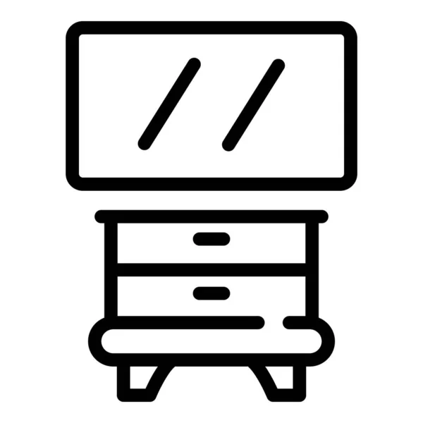 Icono de dormitorio de TV de pared, estilo de esquema — Vector de stock