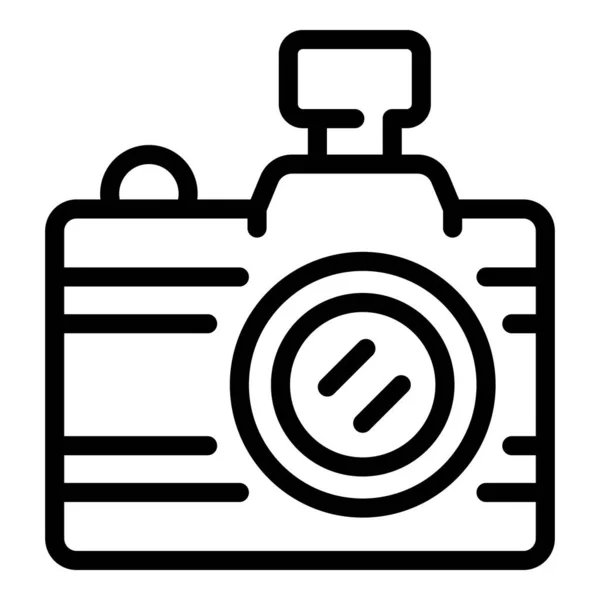 Τουριστική φωτογραφική μηχανή εικονίδιο, περίγραμμα στυλ — Διανυσματικό Αρχείο
