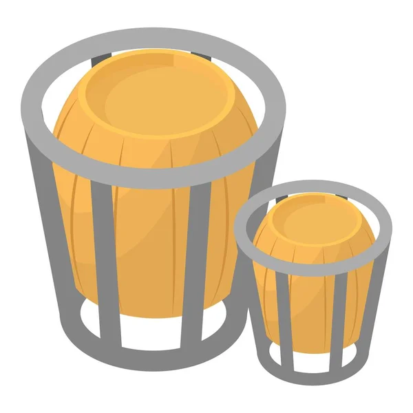 나무로 된 trashcan 아이콘 , isometric 스타일 — 스톡 벡터