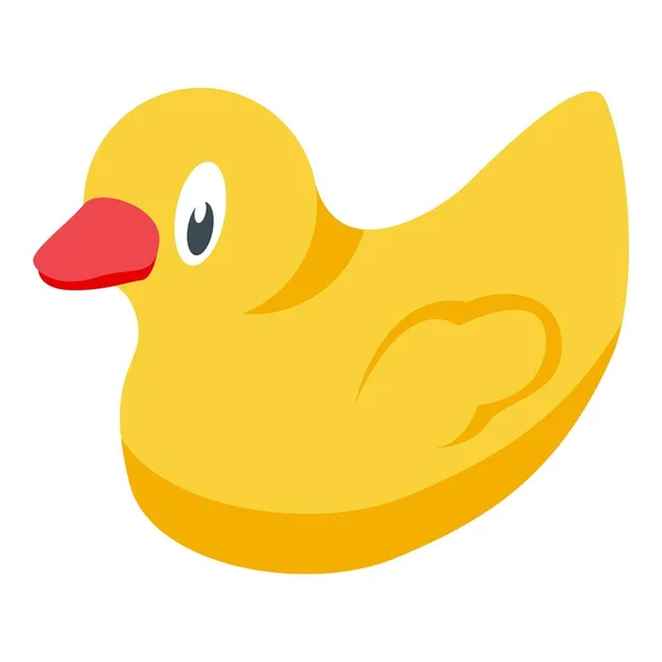 Yellow duck bath toy icon, isometric style — Stock Vector