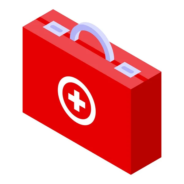 Czerwony zestaw pierwszej pomocy ikona, izometryczny styl — Wektor stockowy