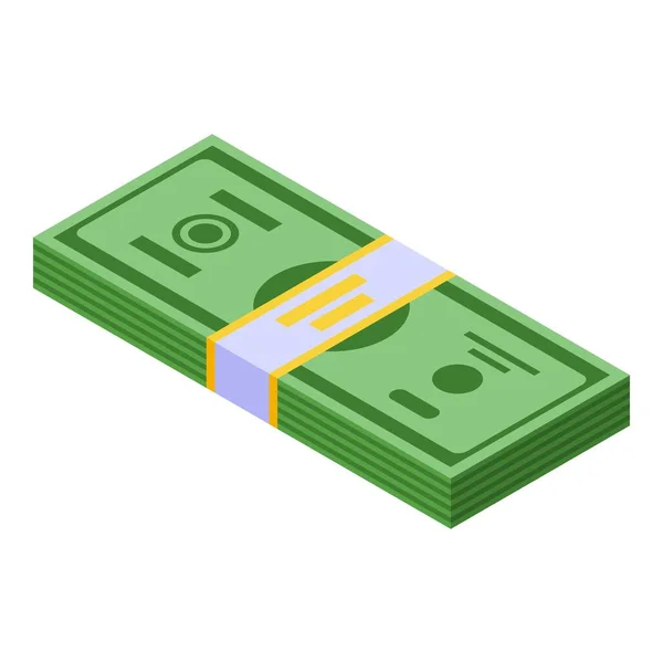 Dinheiro em dinheiro pacote ícone, estilo isométrico — Vetor de Stock