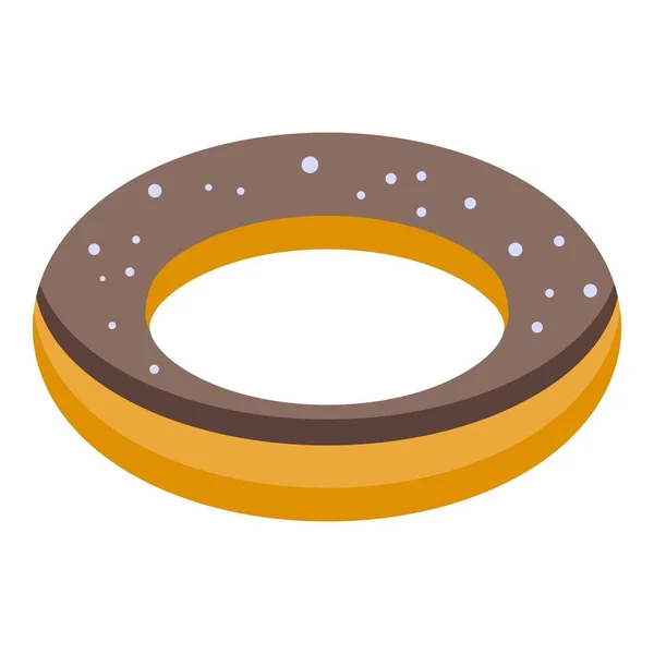 Gluttony chocolate donut icon, isometric style — Stock Vector