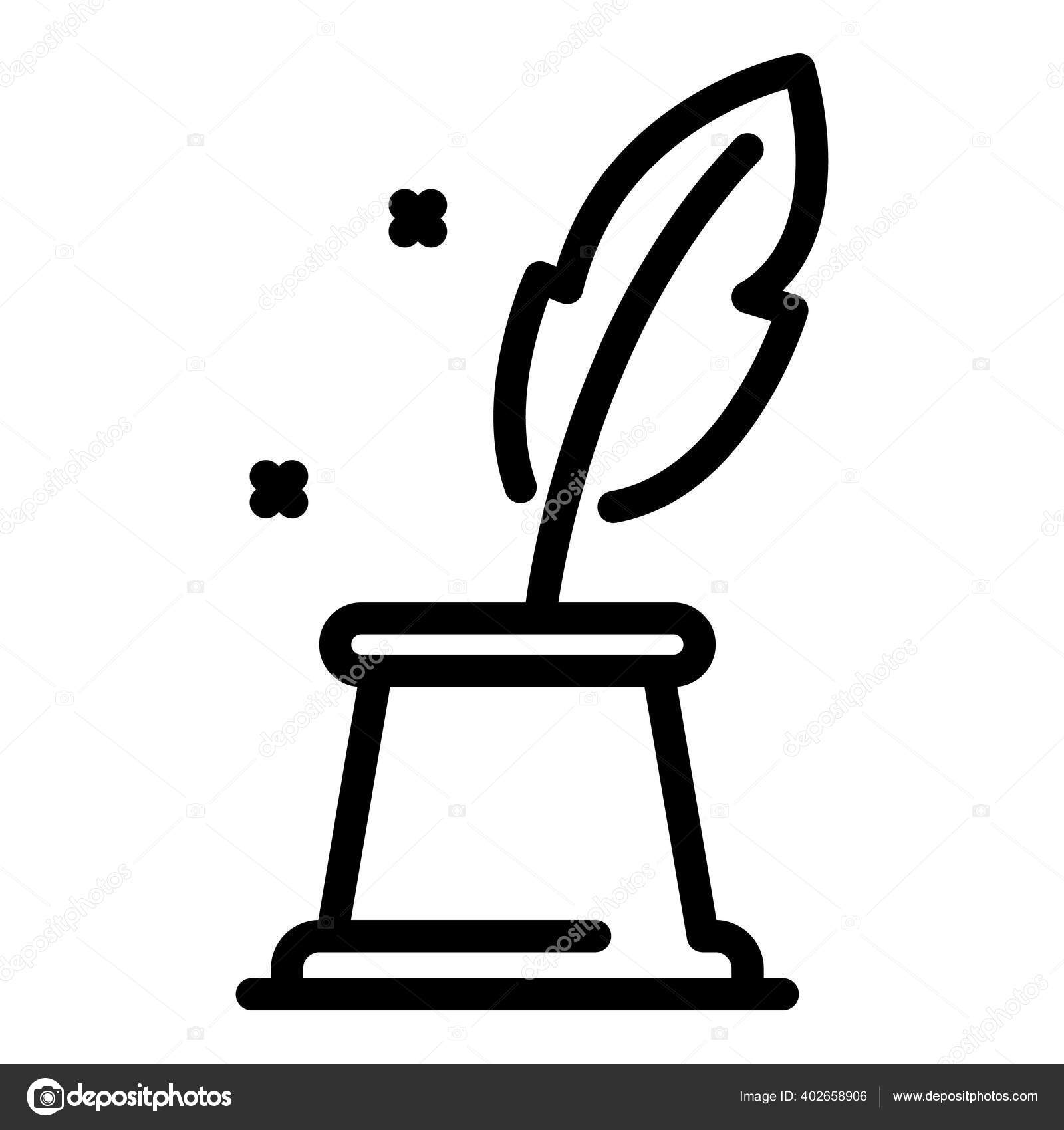 Ikon Pena Quill Gaya Garis Luar Stok Vektor C Ylivdesign 402658906