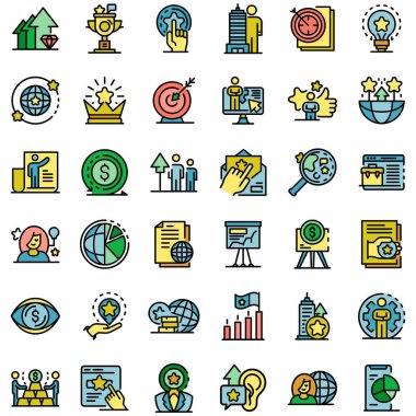 Marka yöneticisi simgeleri vektörü düz ayarla