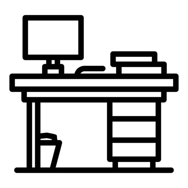 Icono de mesa de oficina, estilo de esquema — Vector de stock