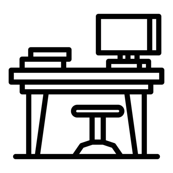 Icono de escritorio de computadora, estilo de esquema — Vector de stock