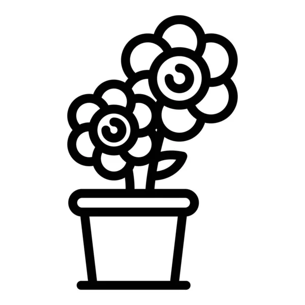 Kruka blomma ikon, kontur stil — Stock vektor