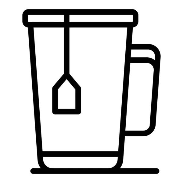 Tea mug icon, outline style — Stock Vector