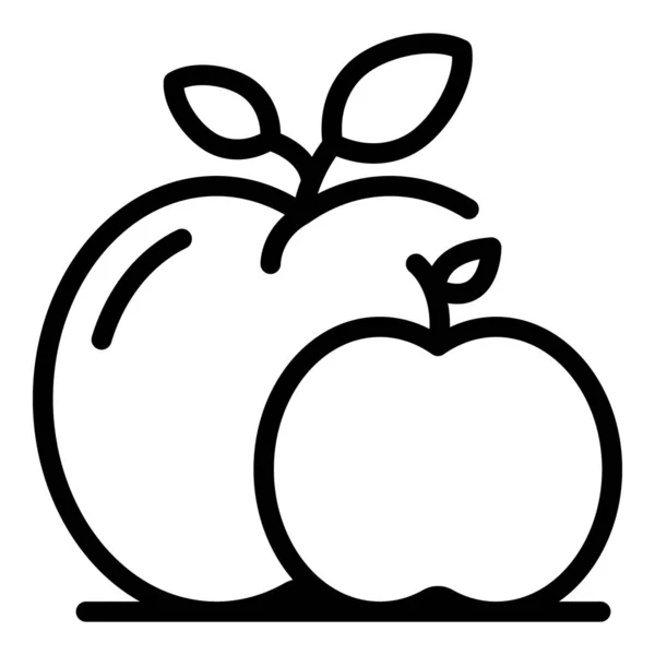 Äpfel Obst Symbol, Umriss Stil — Stockvektor