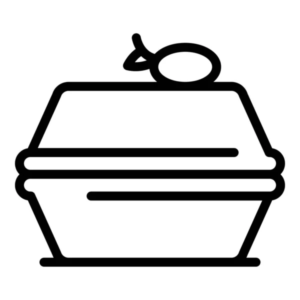 Значок контейнера с продуктами питания, стиль контура — стоковый вектор