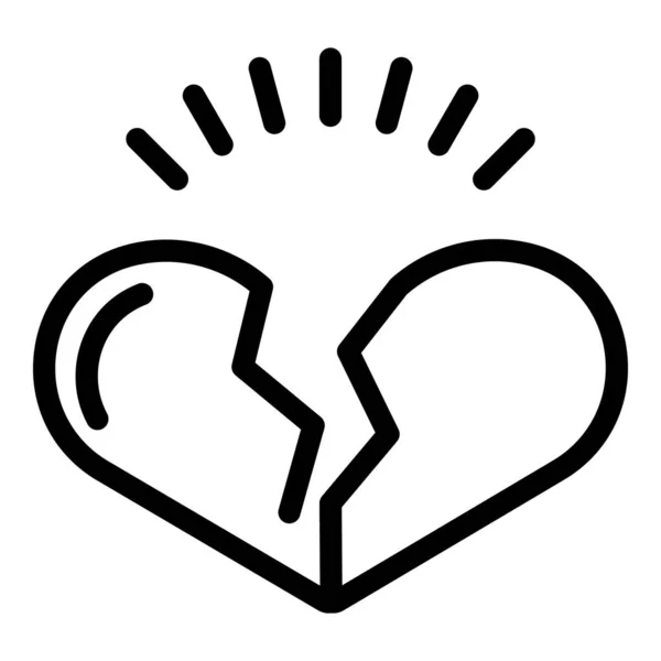 Icono roto del corazón, estilo de contorno — Archivo Imágenes Vectoriales