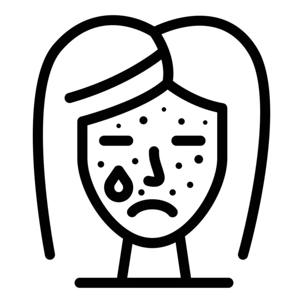 Acne teen girl icon, outline style — Stock Vector