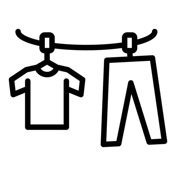 Hanging clothes icon, outline style — Stock Vector