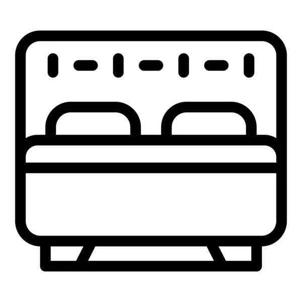 Icono de cama doble, estilo de esquema — Vector de stock