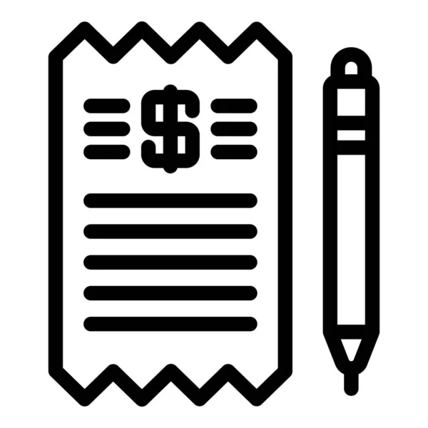 Check and pen icon, outline style — Stock Vector