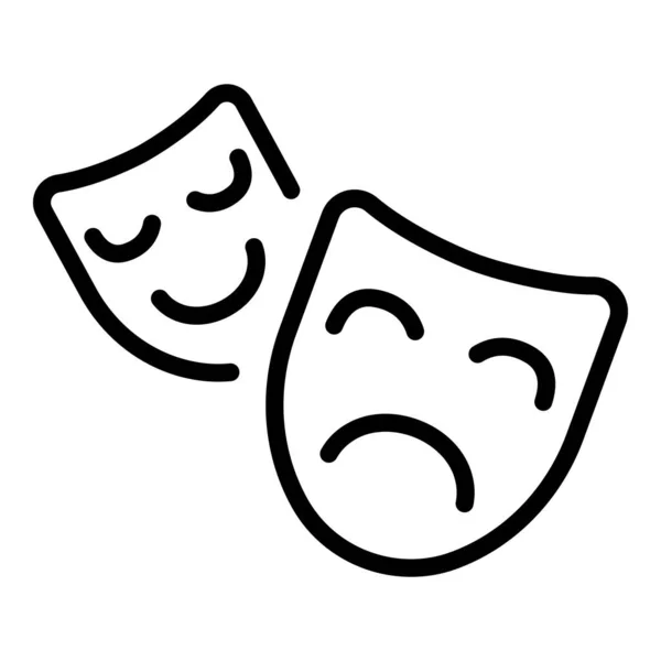 Theatermasken-Ikone, Umrissstil — Stockvektor