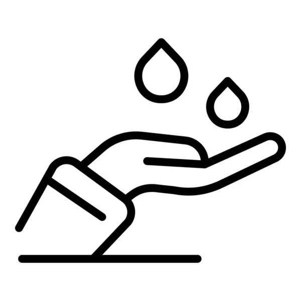 Samodzielna pielęgnacja wody krople ikona, styl kontur — Wektor stockowy