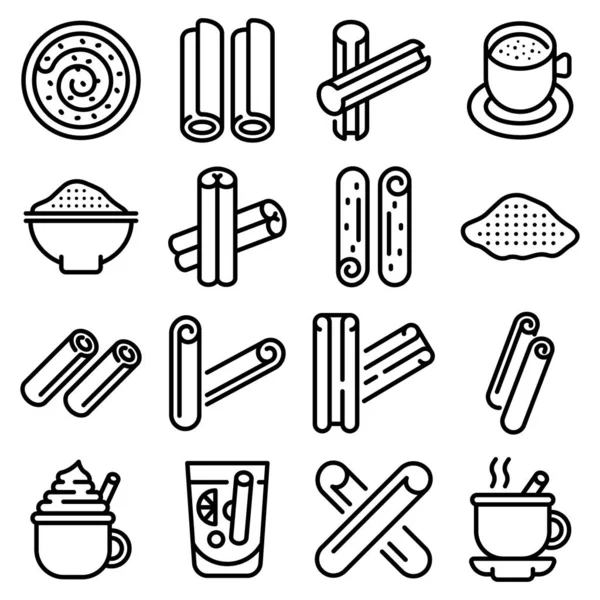 Conjunto de ícones de canela, estilo esboço — Vetor de Stock