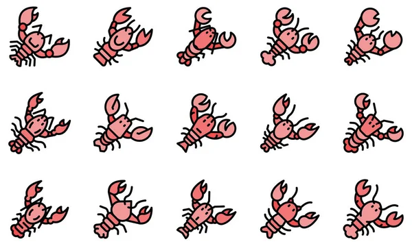 Lobster icons set vector flat — Stock Vector