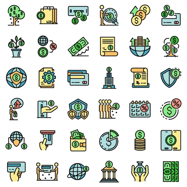 Kredi birliği simgeleri vektörü düz ayarladı