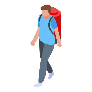 Turist sırt çantası simgesi, izometrik biçim