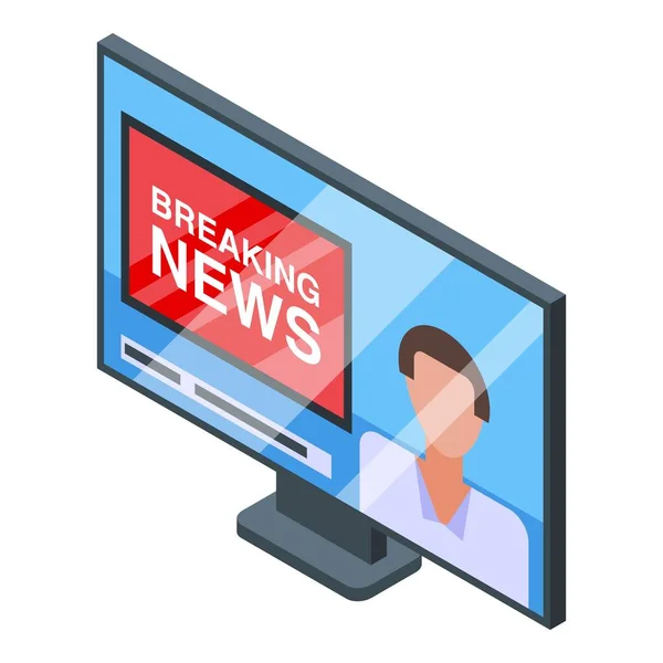 Nursing home tv breaking news icon, isometric style