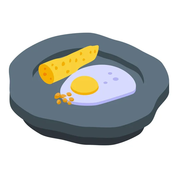 Huevo frito icono de la cocina molecular, estilo isométrico — Vector de stock