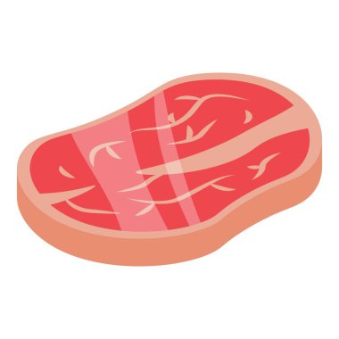 Taze çiftlik bifteği ikonu, izometrik tarzda.
