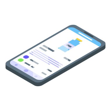 Akıllı telefon çevrimiçi alışveriş simgesi, izometrik biçim