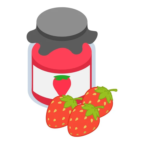 Icône de confiture de fraises, style isométrique — Image vectorielle
