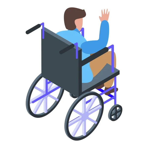 Boy in wheelchair icon, isometric style — Stock Vector