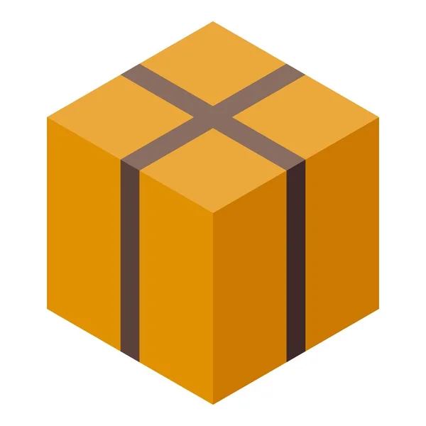 Icono de caja de cartón de entrega de paquetes, estilo isométrico — Vector de stock