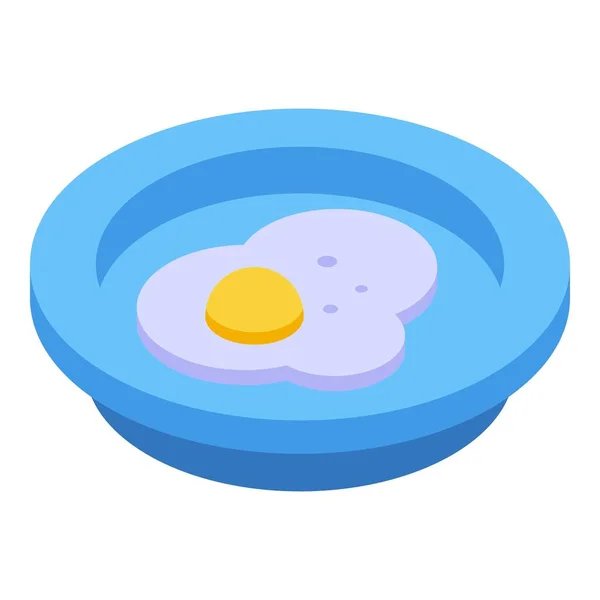 Ikona jajka smażonego na talerzu, w stylu izometrycznym — Wektor stockowy