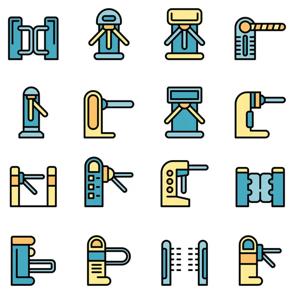 Torniquete iconos conjunto vector plano — Vector de stock