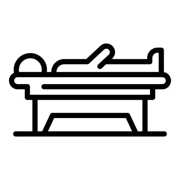Handicapped man bed icon, outline style — Stock Vector