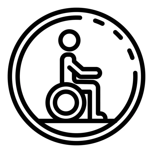 Ikona niepełnosprawnego wózka inwalidzkiego, styl zarysu — Wektor stockowy