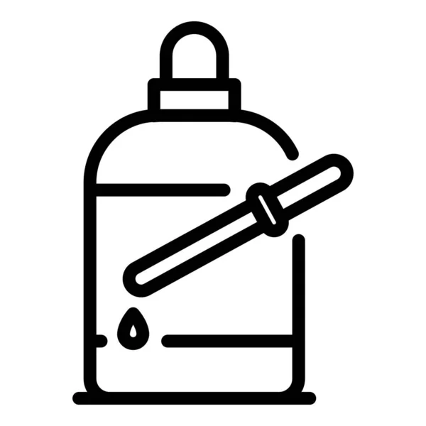 Dropper bottle essential oil icon, outline style — Stock Vector